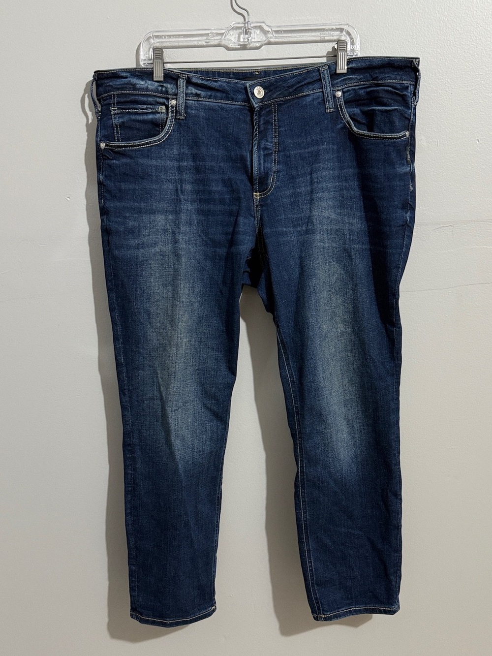 Silver Jeans Co Boyfriend Jeans Womens 18 Mid Rise Dark Wash Denim Ankle